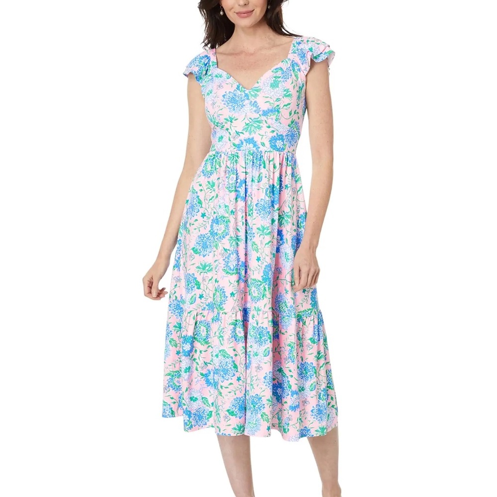 NWT -- Lilly Pulitzer Bayleigh Flutter Sleeve Tiered Midi Dress - Size 16
